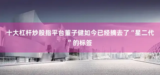 十大杠杆炒股指平台董子健如今已经摘去了“星二代”的标签